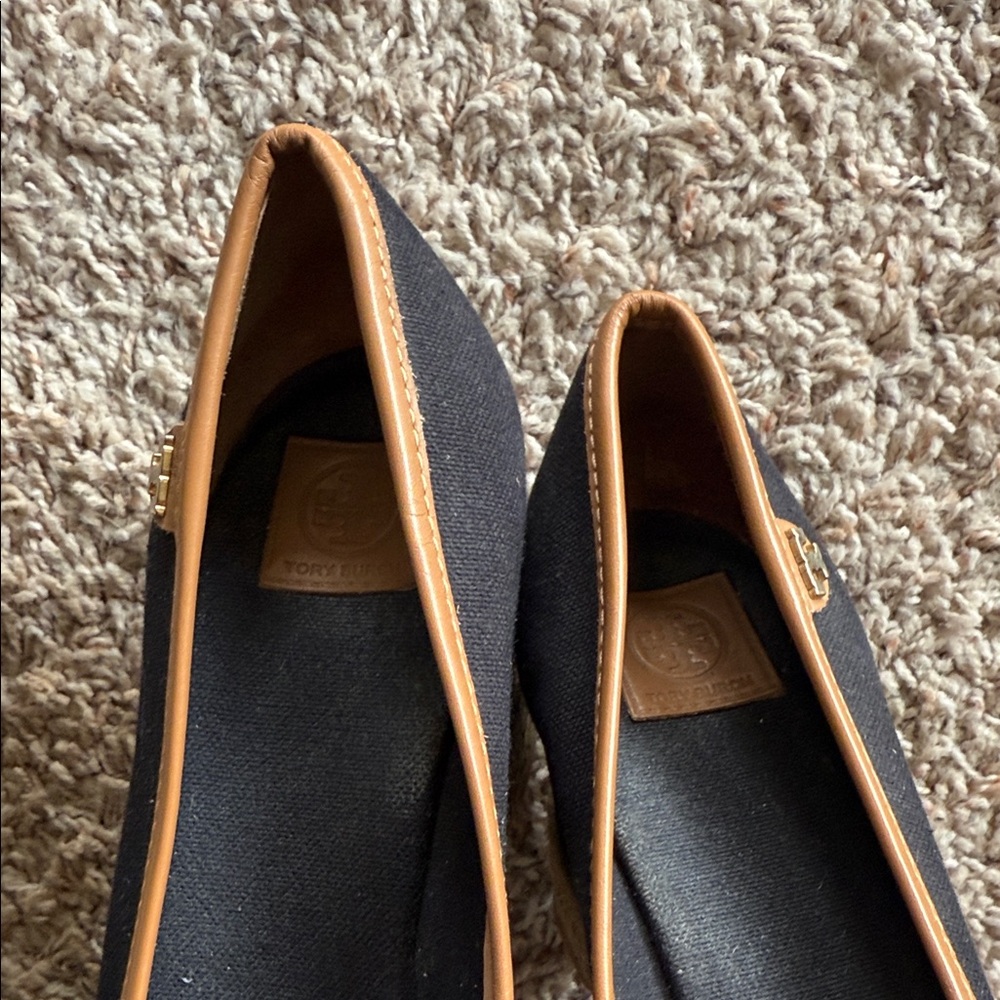 Tory Burch Black and Tan Espadrille Wedges - Picture 6 of 10
